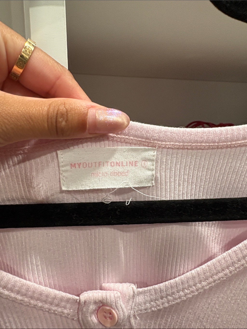 Like New Discontinued My Outfit Online Women's Long-Sleeve Pink Henley Jumpsuit — image 4 of 5